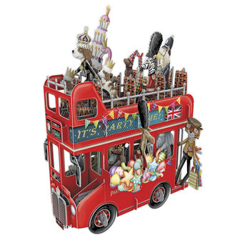 3D Pop Up wenskaart - The King&#039;s Party Bus