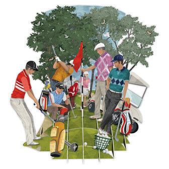 3D Pop Up wenskaart - Golf World