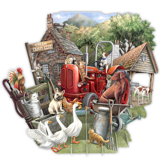 3D Pop Up wenskaart -The Farmyard