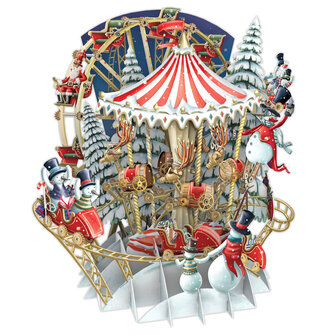 3D Pop Up wenskaart - Kerst - Christmas Carousel