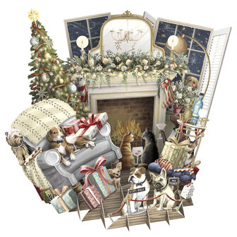 3D Pop Up wenskaart - Kerst - Sitting Room