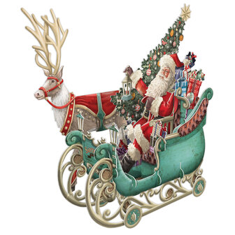 3D Pop Up wenskaart - Kerst - Santa&#039;s Sleigh