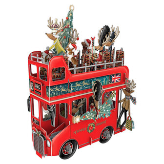 3D Pop Up wenskaart - Kerst - Santa&#039;s Bus