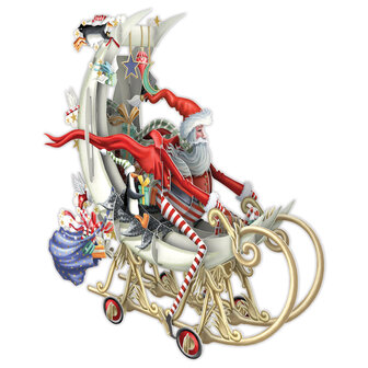 3D Pop Up wenskaart - Kerst - Santa&#039;s Moon Sleigh