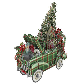 3D Pop Up wenskaart - Kerst - Tartan Christmas Car