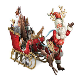 3D Pop Up wenskaart - Kerst - Cat Sleigh